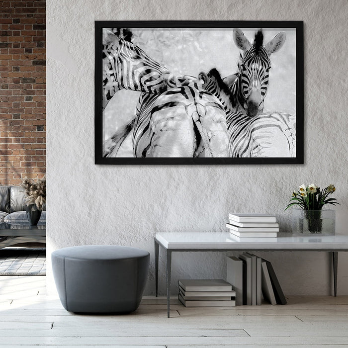 Composite Framed Canvas 100x150 ZEBRA BLACK AND WHITE