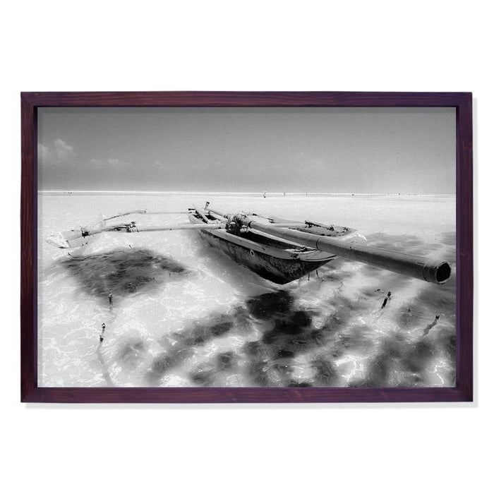 Composite Framed Canvas 100x150 FISHING BOAT IN BLACK &WHITE