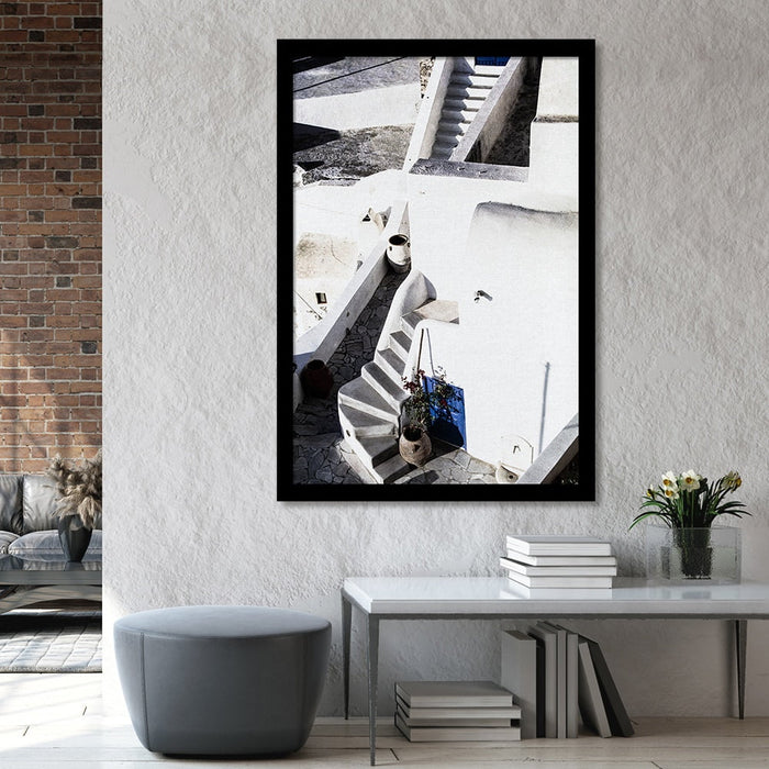 Composite Framed Canvas 100x150 BLUE DOORS STAIRS