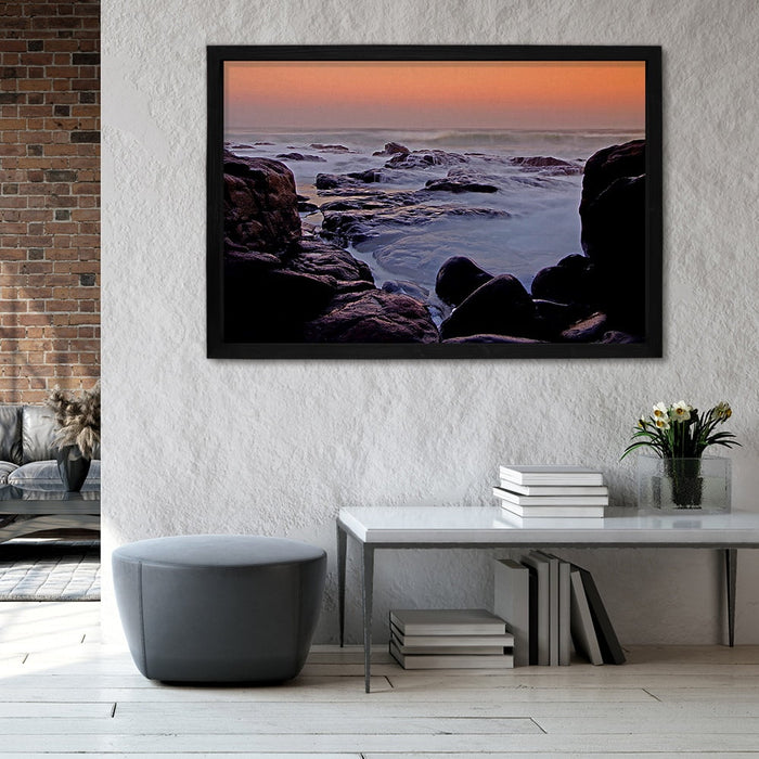 Composite Framed Canvas 100x150 WAVES ON ROCKS