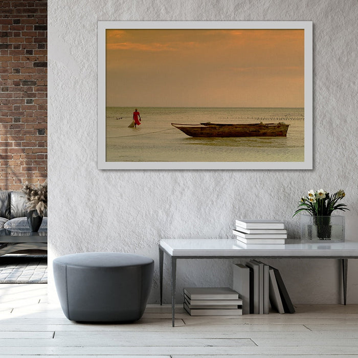 Composite Framed Canvas 100x150 FISHING BOAT WOMEN