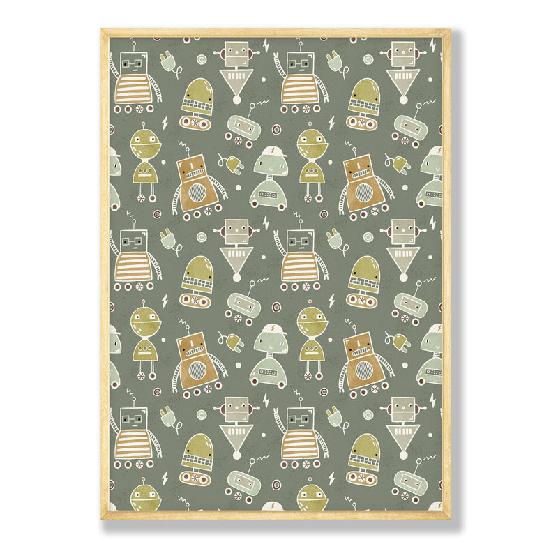 KIDS ROBOTS COMPOSITE FRAMED CANVAS