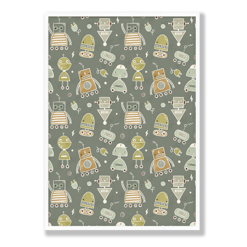KIDS ROBOTS COMPOSITE FRAMED CANVAS