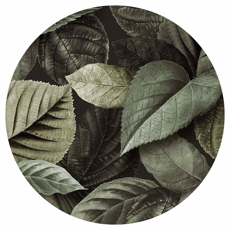 LEAVES GREEN MONOCHROMATIC LEAVES ROUND COFFEE TABLE