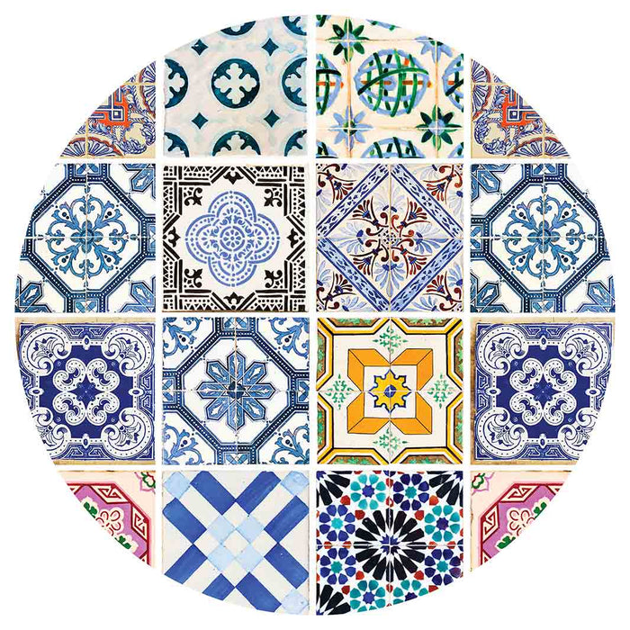 PATTERN BLUE COLOURFUL TILE ROUND COFFEE TABLE