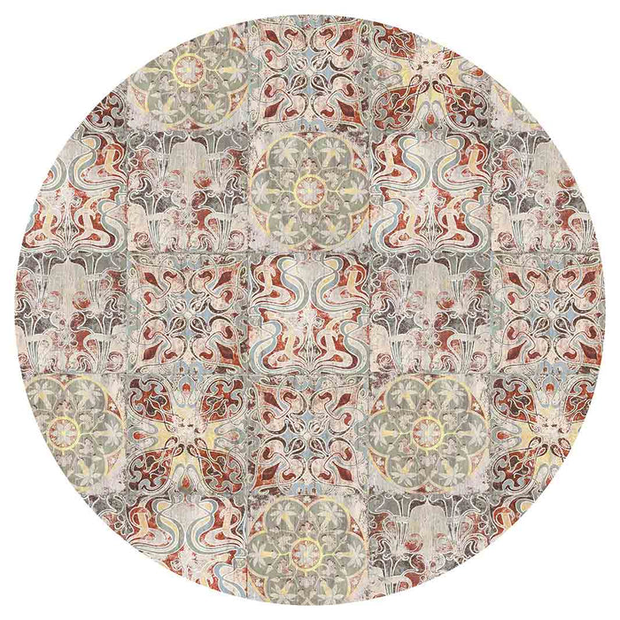 ANTIQUE FADED MOROCCAN TILE ROUND COFFEE TABLE