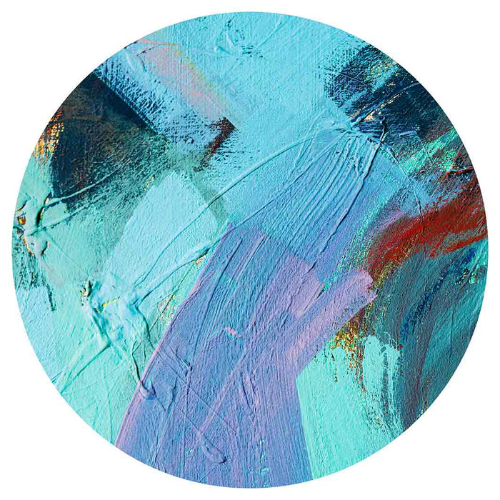 PAINT AQUA AND MAROON ACRYLIC TEXTURE ROUND COFFEE TABLE