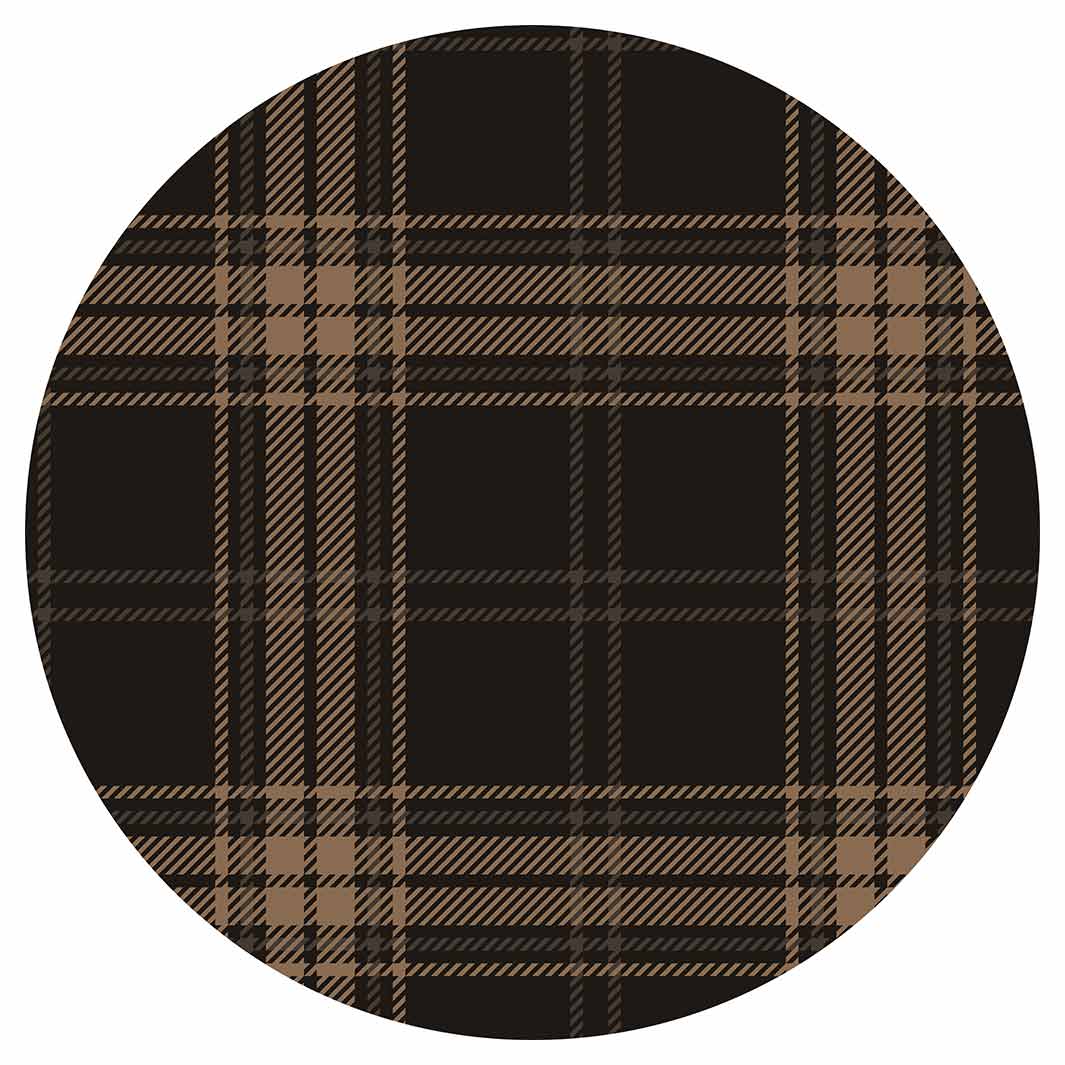 DARK BROWN PLAID PATTERN ROUND COFFEE TABLE