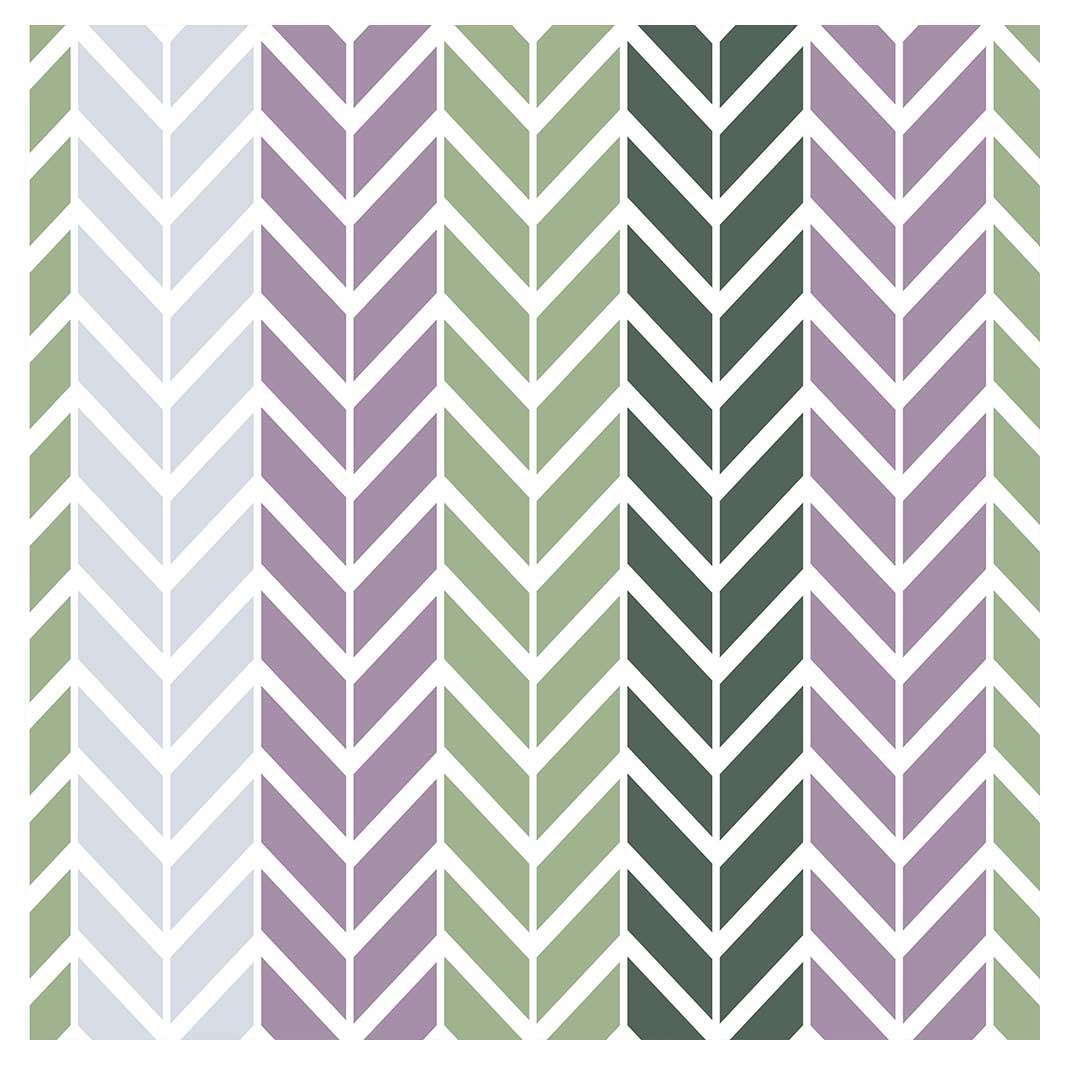 GEOMETRIC GREEN AND PURPLE CHEVRON PATTERN SQUARE COFFEE TABLE