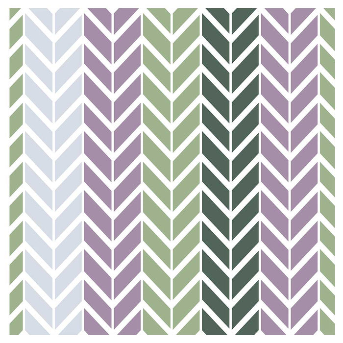 GEOMETRIC GREEN AND PURPLE CHEVRON PATTERN SQUARE COFFEE TABLE