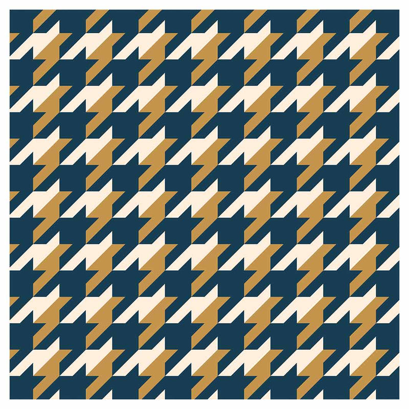 HOUNDSTOOTH BLUE AND GOLD SQUARE COFFEE TABLE