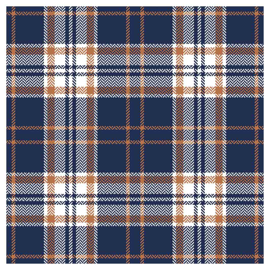 NAVY AND GOLD PLAID PATTERN SQUARE COFFEE TABLE