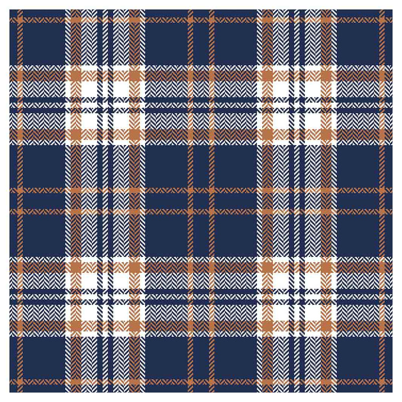 NAVY AND GOLD PLAID PATTERN SQUARE COFFEE TABLE