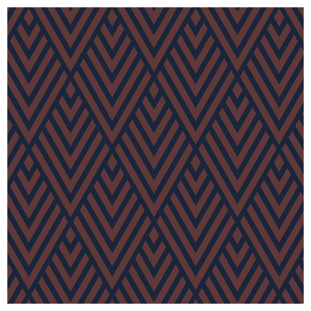 BROWN AND NAVY DIAMOND PATTERN SQUARE COFFEE TABLE