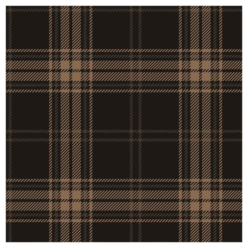DARK BROWN PLAID PATTERN SQUARE COFFEE TABLE
