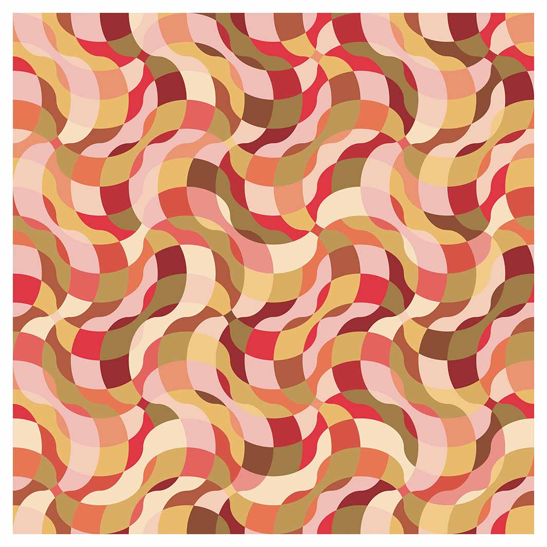 RETRO WAVE PATTERN PINKS AND MUSTARD SQUARE COFFEE TABLE