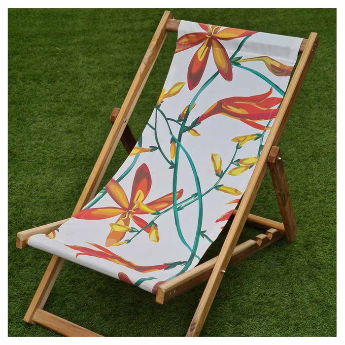 DESIGN ORANGE SPRING FLOWERS DECK CHAIR