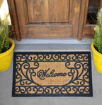 WELCOME CURSIVE - MOULDED NON-BRUSH MAT NATURAL
