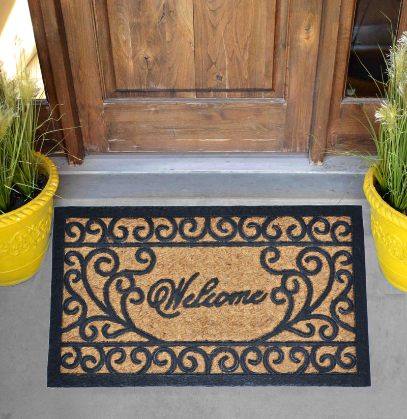 WELCOME CURSIVE - MOULDED NON-BRUSH MAT NATURAL