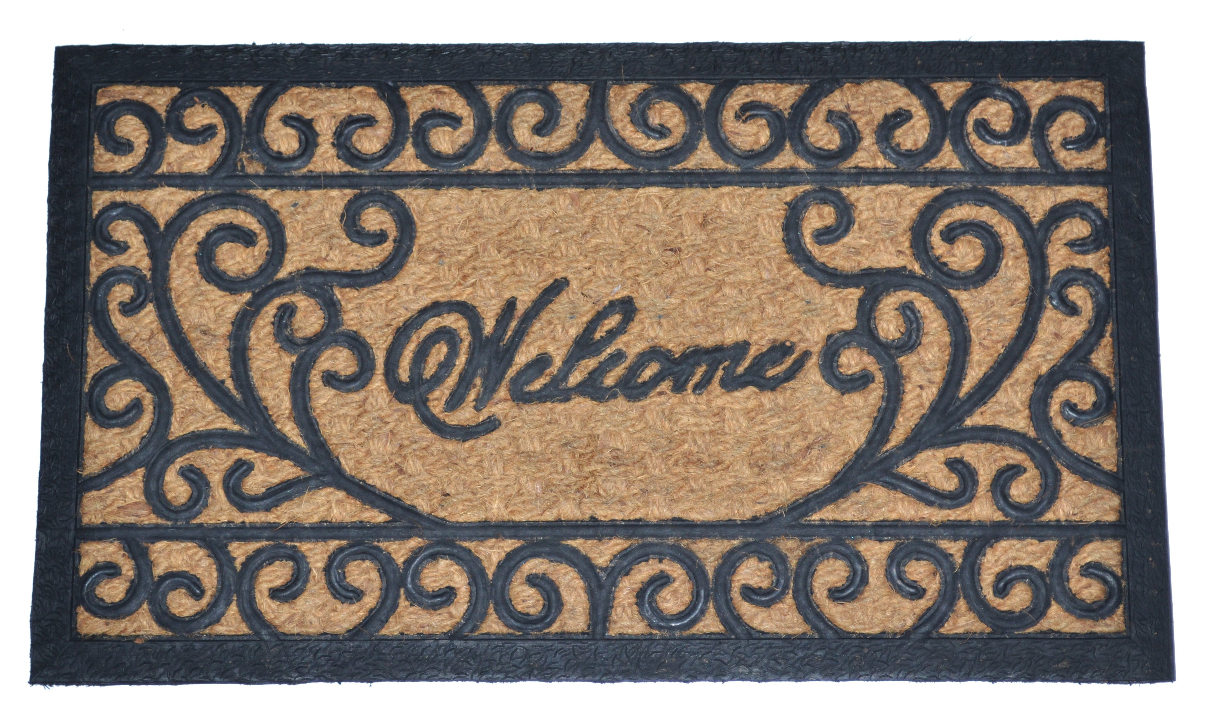 WELCOME CURSIVE - MOULDED NON-BRUSH MAT NATURAL