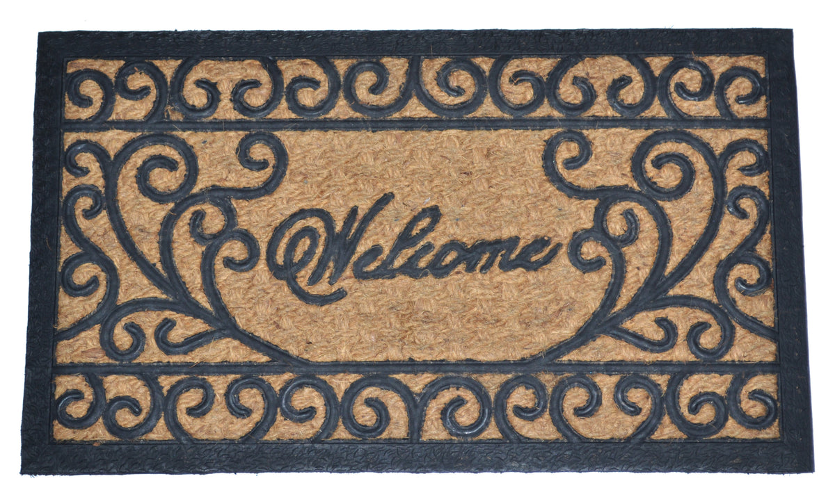 WELCOME CURSIVE - MOULDED NON-BRUSH MAT NATURAL — Cape Rug, Home & Art