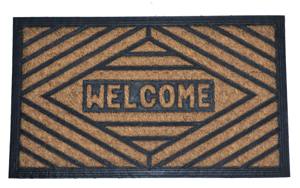 WELCOME TRIANGLE PATTERN - MOULDED NON-BRUSH MAT NATURAL