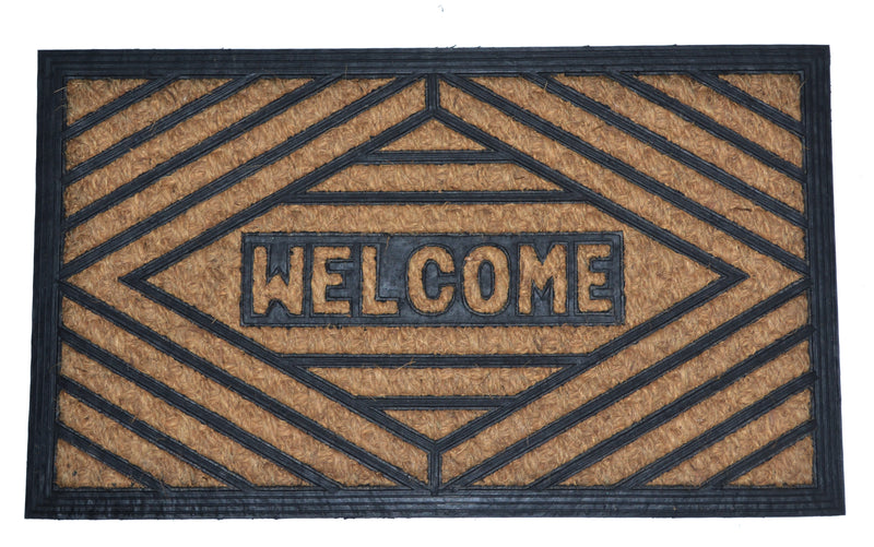 WELCOME TRIANGLE PATTERN - MOULDED NON-BRUSH MAT NATURAL