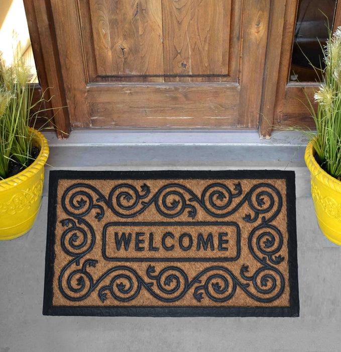 WELCOME SPIRAL FRAME - MOULDED NON-BRUSH MAT NATURAL