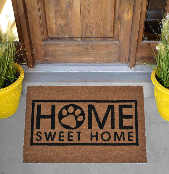 HOME SWEET HOME PAW PRINT - PRINTED COIR VINYL-BACKED DOORMAT