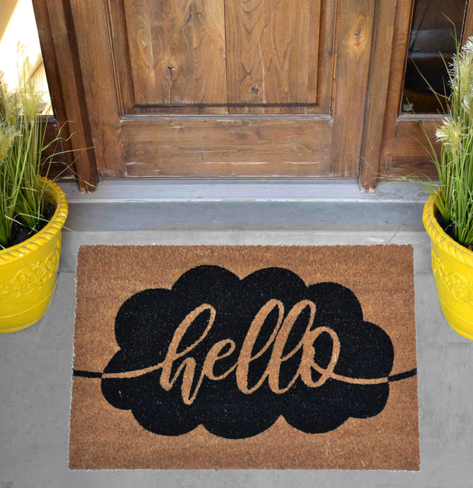 HELLO - PRINTED COIR VINYL-BACKED DOORMAT