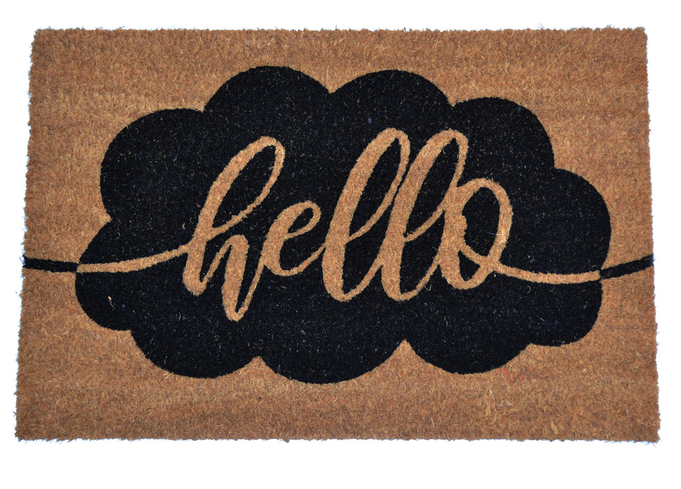 HELLO - PRINTED COIR VINYL-BACKED DOORMAT