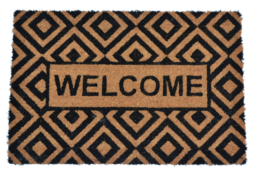 WELCOME GEOMETRIC DESIGN - PRINTED COIR VINYL-BACKED DOORMAT