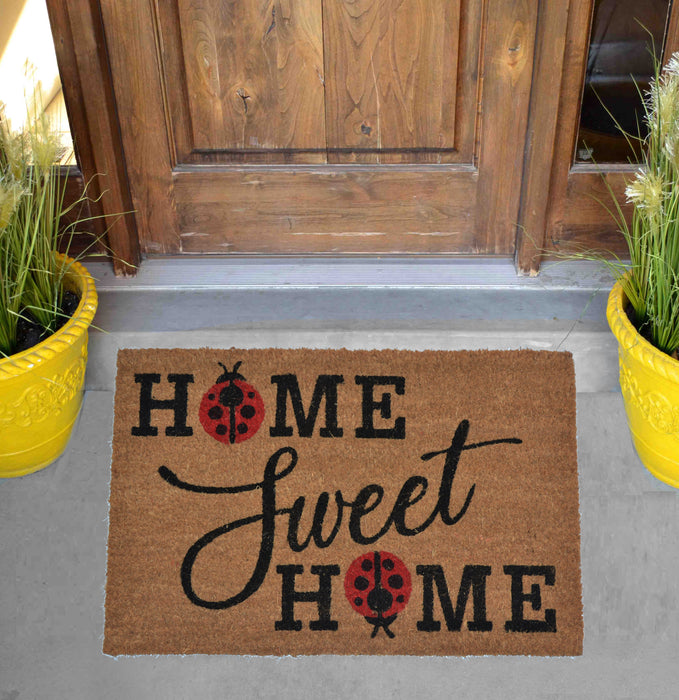 HOME SWEET HOME LADYBUG - PRINTED COIR VINYL-BACKED DOORMAT