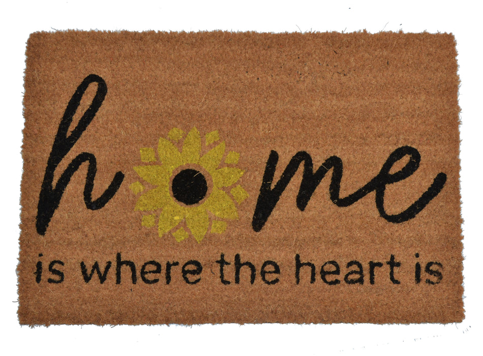 HOME IS WHERE THE HEART IS - PRINTED COIR VINYL-BACKED DOORMAT