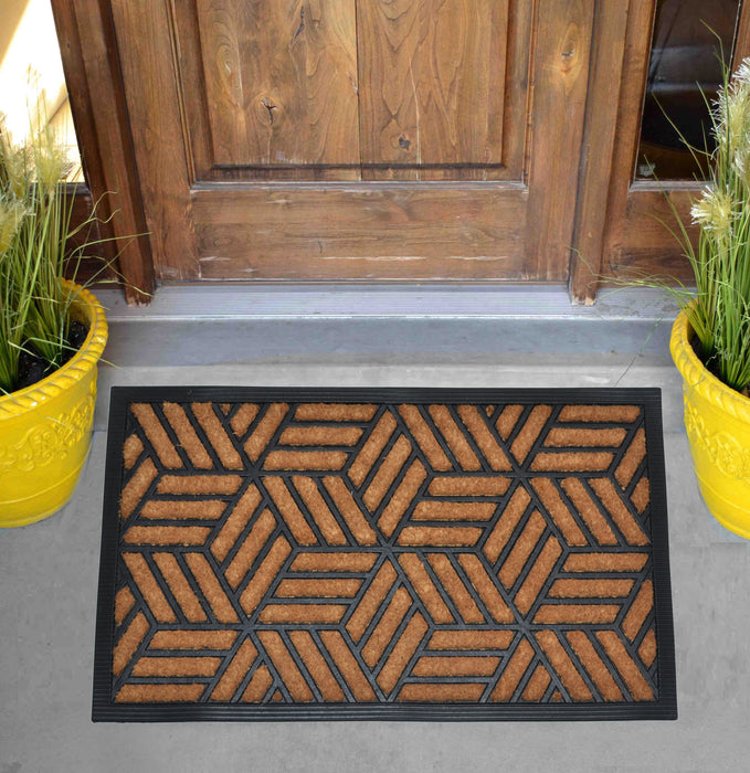 DIAGONAL STRIPES - MOULDED BRUSH MAT NATURAL