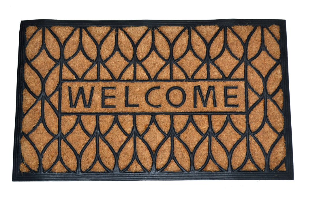 WELCOME PETALS - MOULDED BRUSH MAT NATURAL