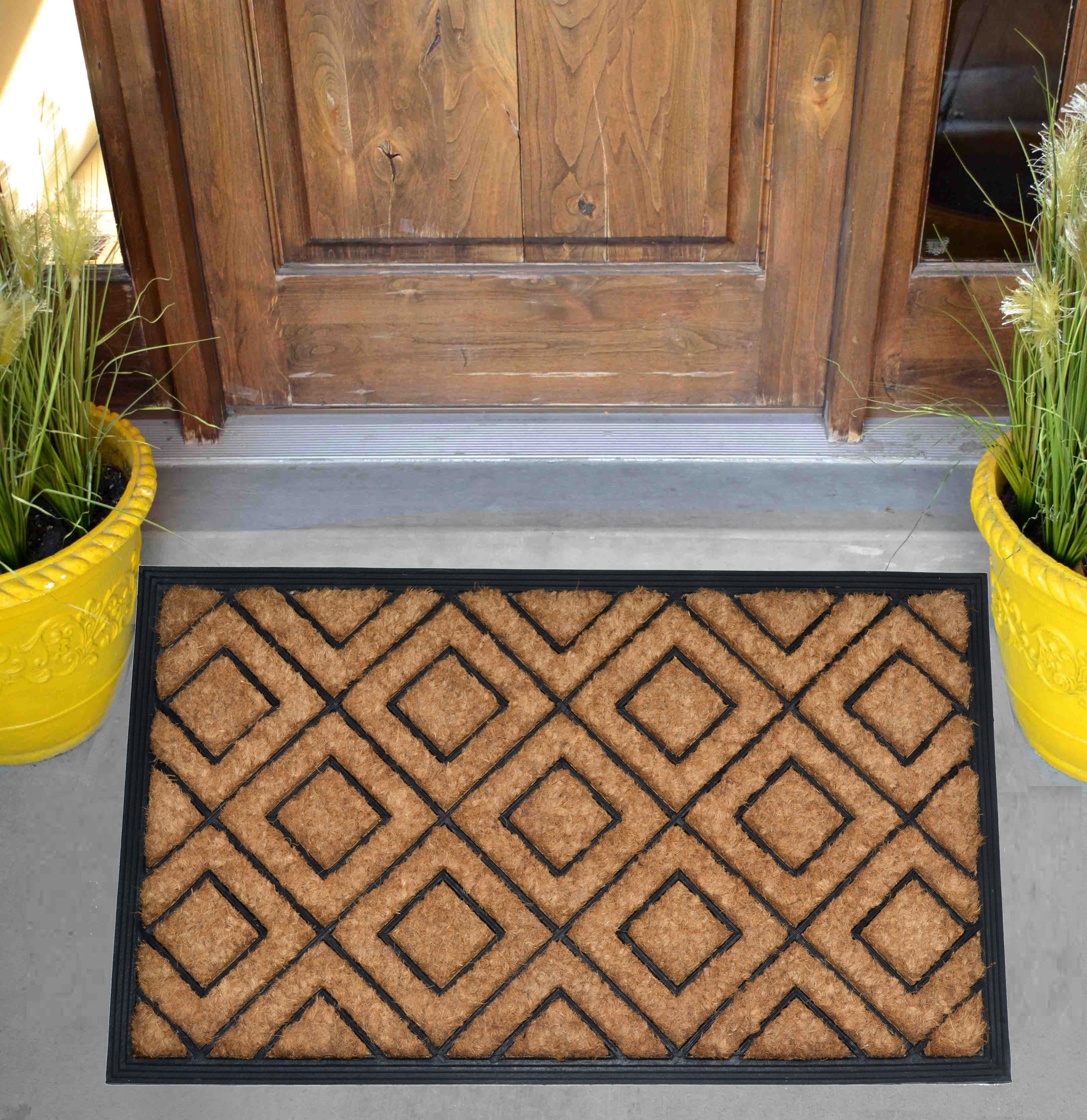 DIAMOND PATTERN - MOULDED BRUSH MAT NATURAL
