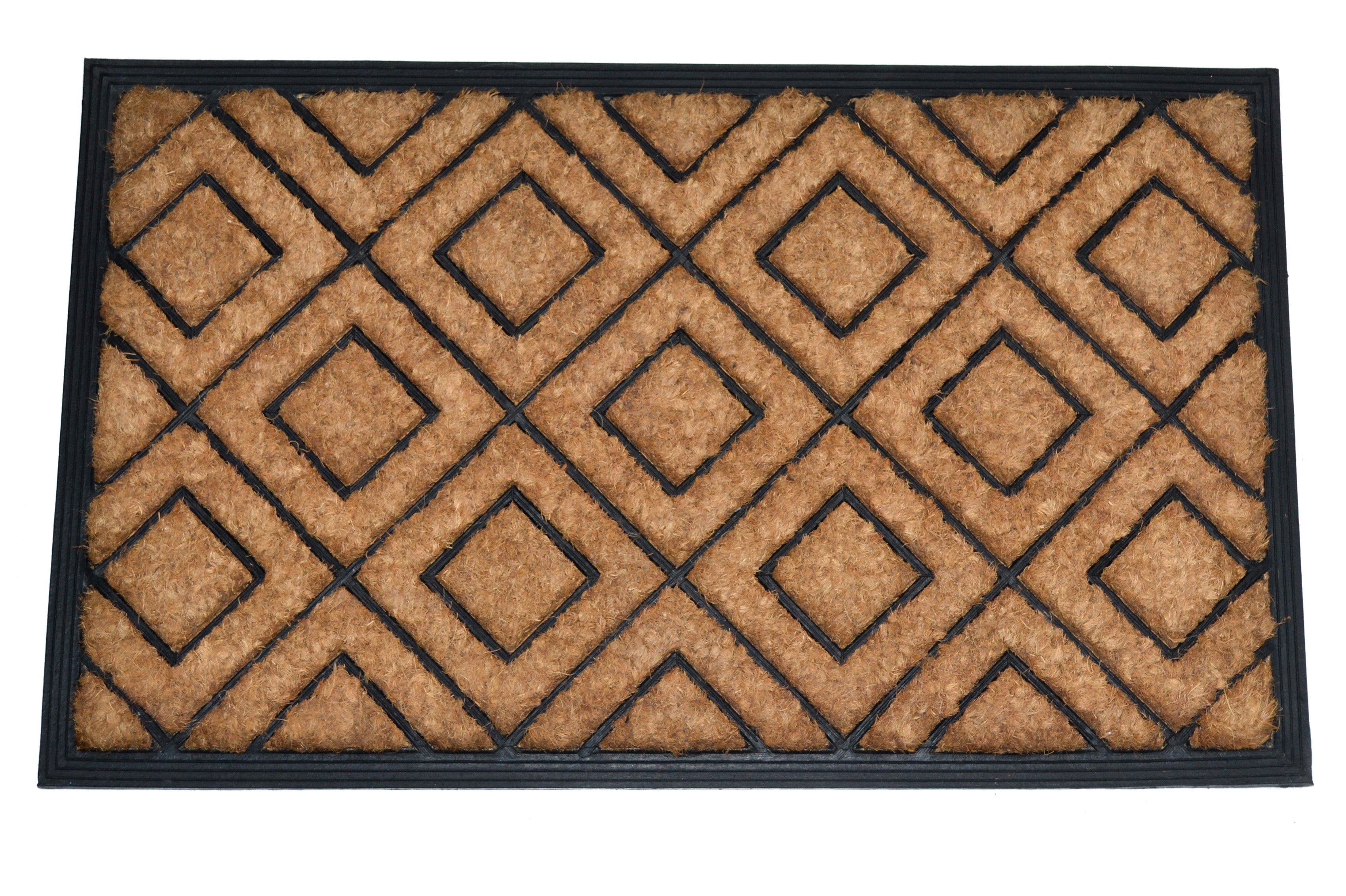 DIAMOND PATTERN - MOULDED BRUSH MAT NATURAL