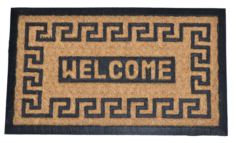 WELCOME GEOMETRIC FRAME - MOULDED NON-BRUSH MAT NATURAL