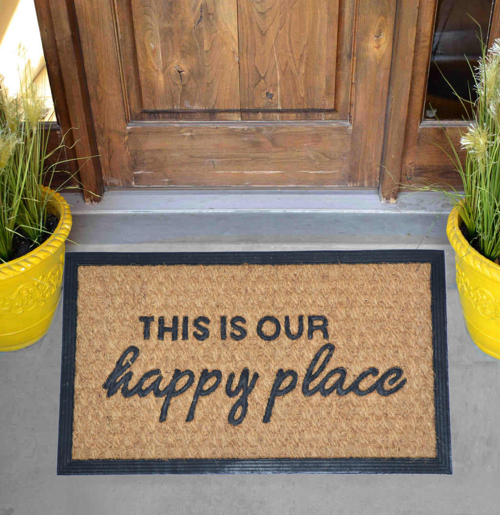 THIS IS OUR HAPPY PLACE - MOULDED NON-BRUSH MAT NATURAL