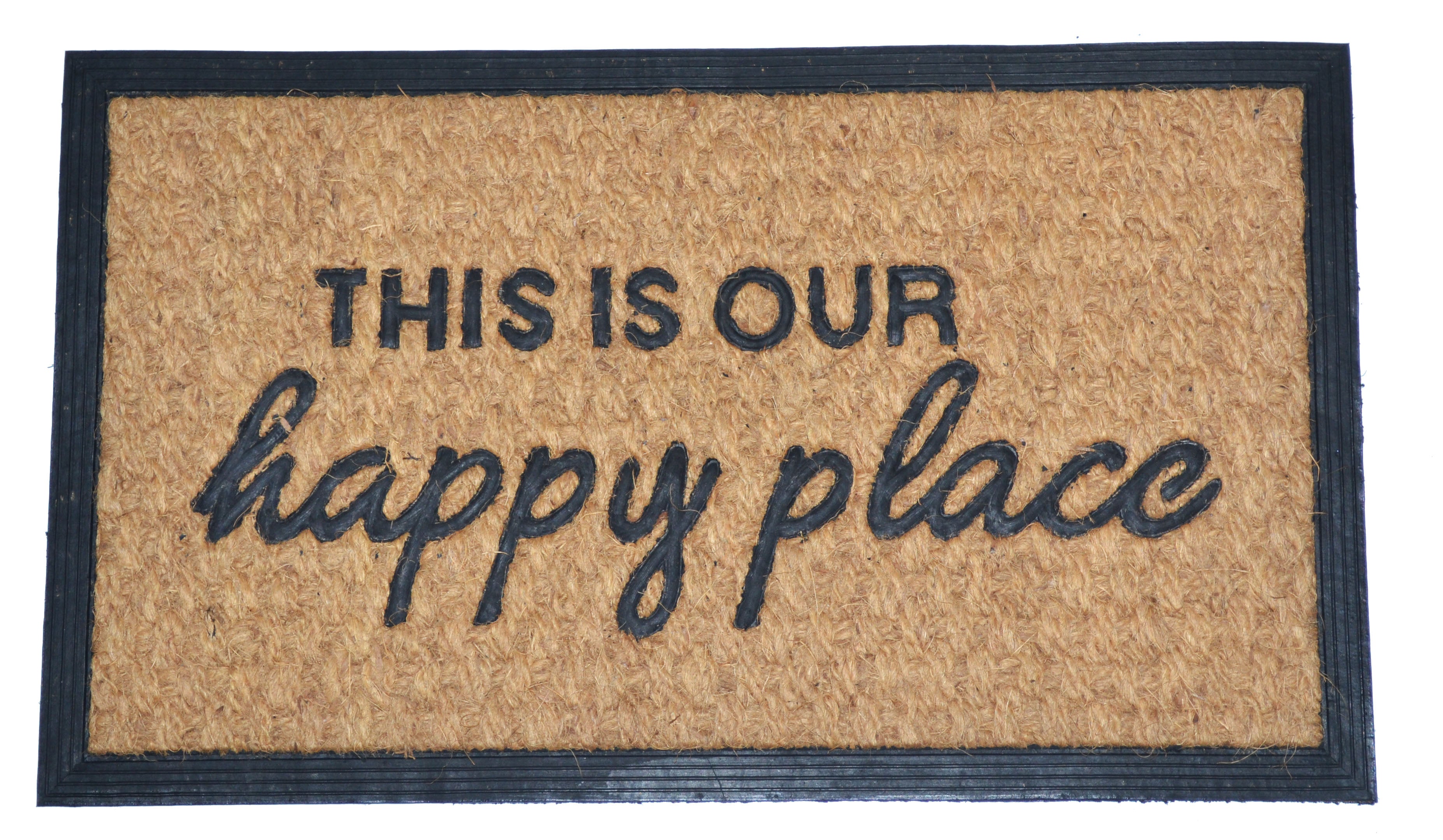 THIS IS OUR HAPPY PLACE - MOULDED NON-BRUSH MAT NATURAL