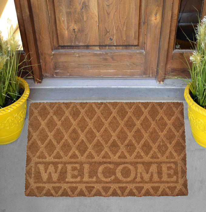 WELCOME DIAMOND - EMBOSSED COIR VINYL-BACKED DOORMAT