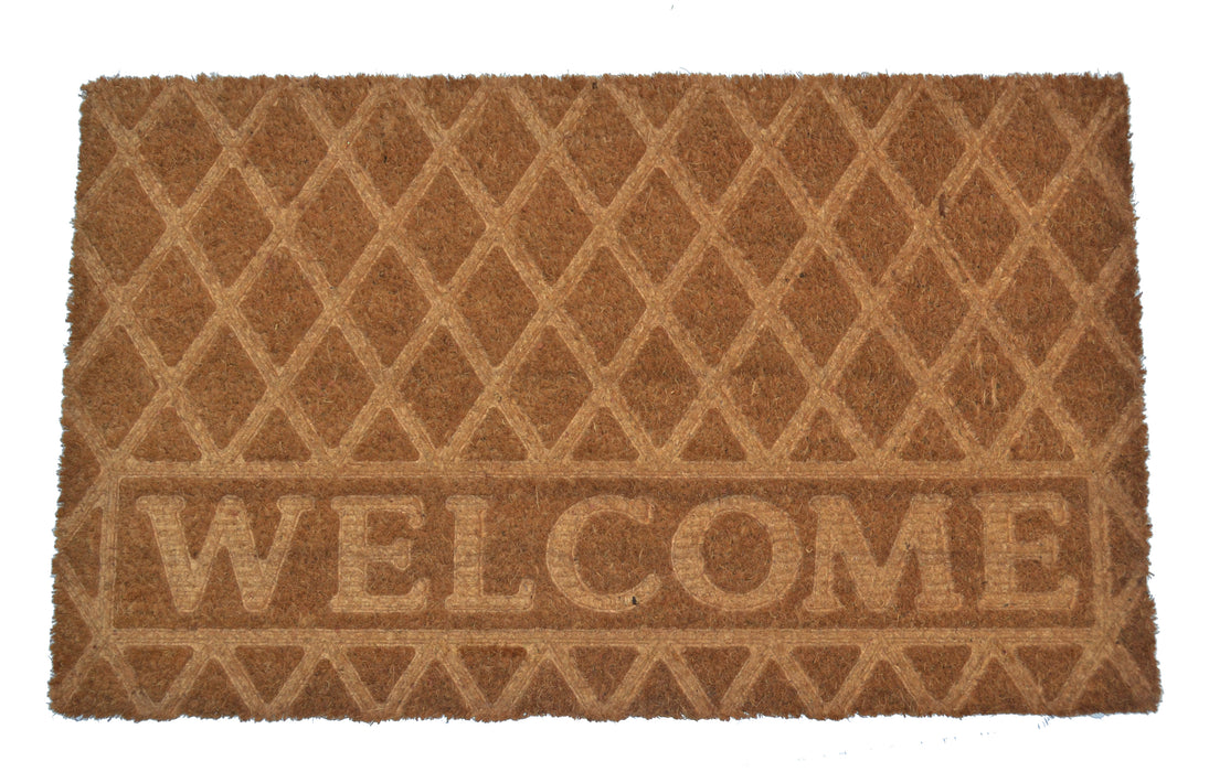 WELCOME DIAMOND - EMBOSSED COIR VINYL-BACKED DOORMAT