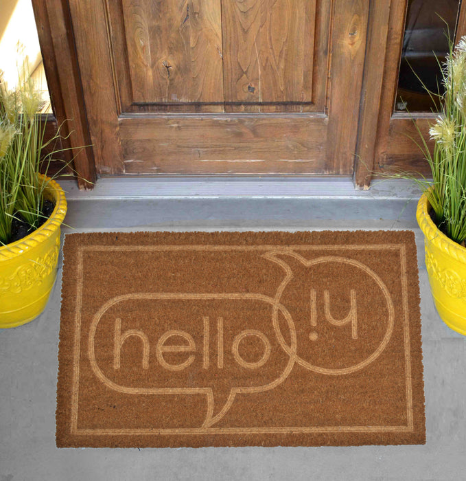 HELLO - EMBOSSED COIR VINYL-BACKED DOORMAT