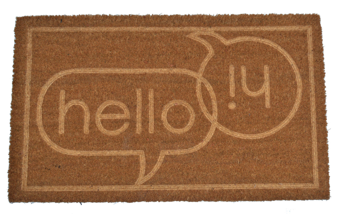 HELLO - EMBOSSED COIR VINYL-BACKED DOORMAT