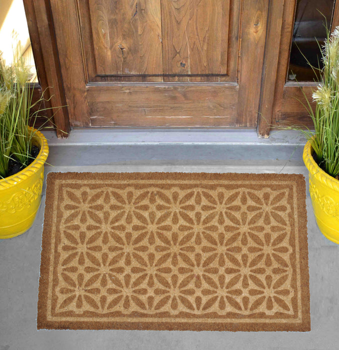 FLORAL PATTERN - EMBOSSED COIR VINYL-BACKED DOORMAT