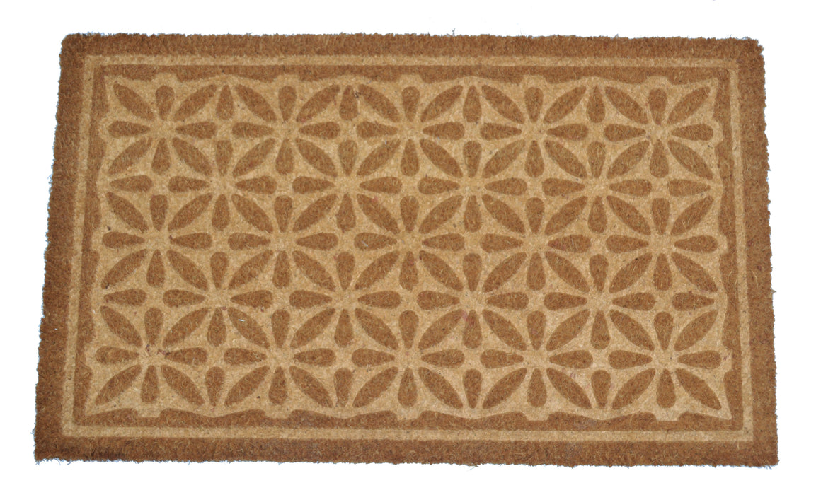 FLORAL PATTERN - EMBOSSED COIR VINYL-BACKED DOORMAT