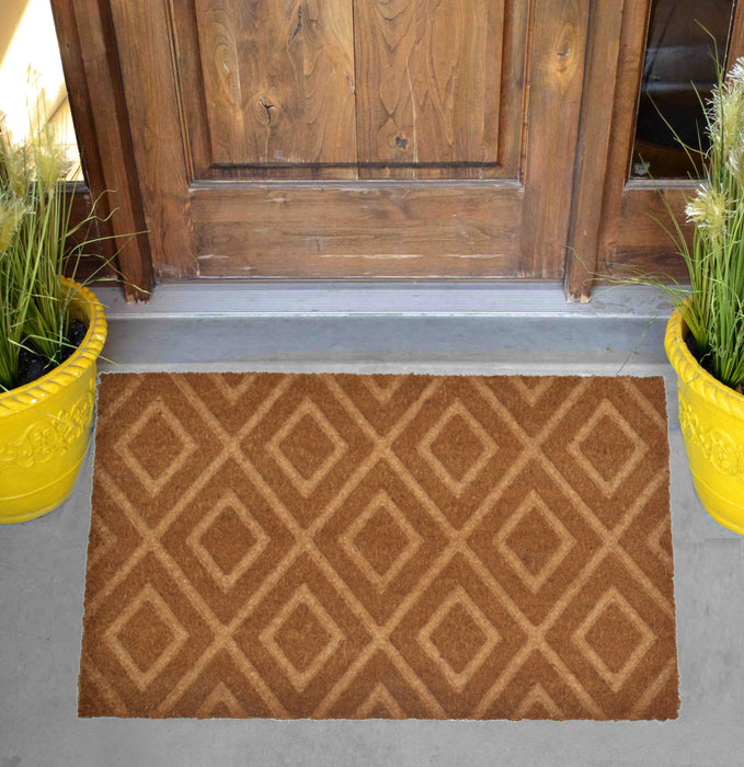 GEOMETRIC PATTERN - EMBOSSED COIR VINYL-BACKED DOORMAT