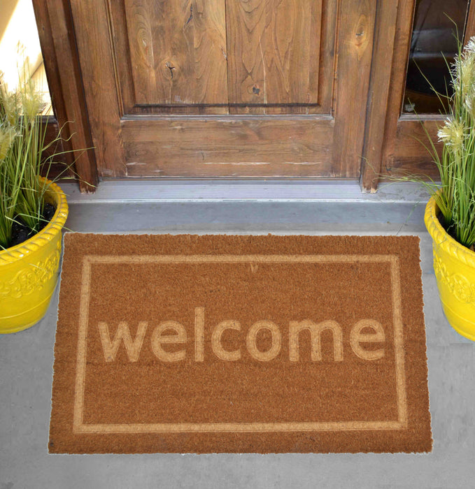 WELCOME BORDER - EMBOSSED COIR VINYL-BACKED DOORMAT