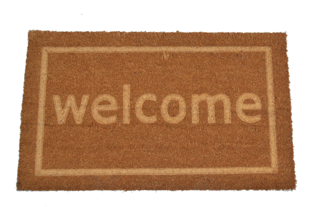 WELCOME BORDER - EMBOSSED COIR VINYL-BACKED DOORMAT